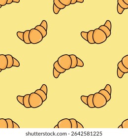 croissant seamless pattern, cartoon wallpaper in flat style, delicious breakfast
