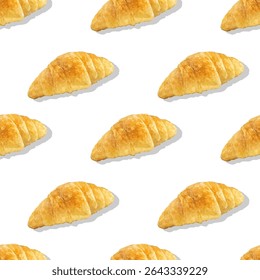 Ilustración de patrón de croissant sin fisuras. Conveniente para cualquier propósito, tal como papel de embalaje o materia textil, Fondo de pantalla móvil, Sitio web, decoración, fondo, etc
