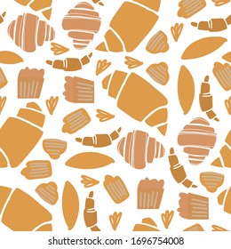 Croissant seamless pattern. Modern backery background for your design