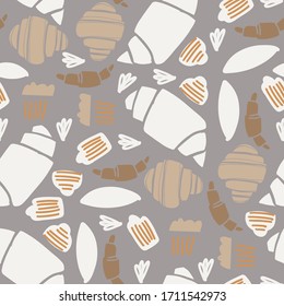 Croissant seamless pattern. Modern backery background for your design