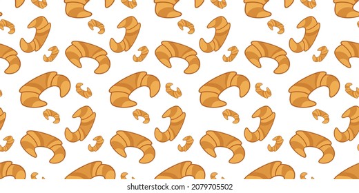 Patrón cruasán sin fisuras sobre un fondo blanco. Disserte, pastelería. Productos de harina. Fondo, textura.
Diseño para papel, cubierta, tela, decoración interior y otros usuarios.