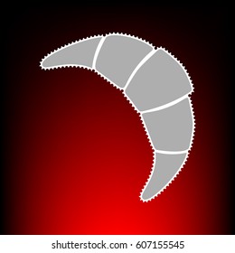 Croissant simple sign. Postage stam or old photo style on red-black gradient background.