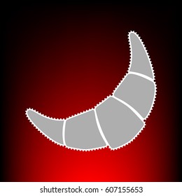 Croissant simple sign. Postage stam or old photo style on red-black gradient background.