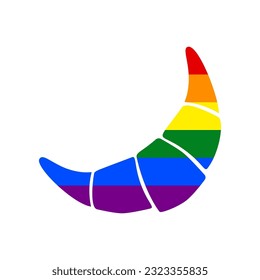 Croissant simple sign. Rainbow gay LGBT rights colored Icon at white Background. Illustration.