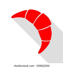 Croissant simple sign. Red icon with flat style shadow path.