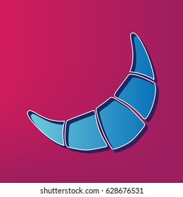 Croissant simple sign. Vector. Blue 3d printed icon on magenta background.