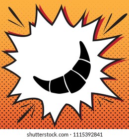 Croissant simple sign. Vector. Comics style icon on pop-art background.