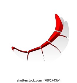 Croissant simple sign. Vector. Detachable paper icon with red body stock. Isolated.
