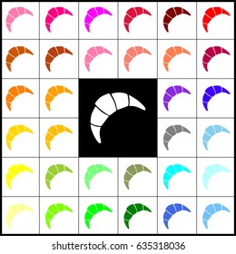 Croissant simple sign. Vector. Felt-pen 33 colorful icons at white and black backgrounds. Colorfull.