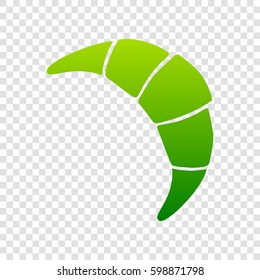 Croissant simple sign. Vector. Green gradient icon on transparent background.