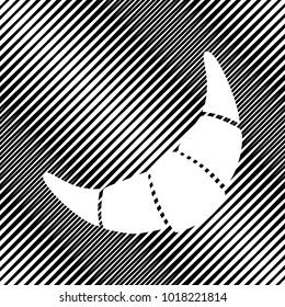 Croissant simple sign. Vector. Icon. Hole in moire background.
