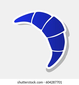 Croissant simple sign. Vector. New year bluish icon with outside stroke and gray shadow on light gray background.