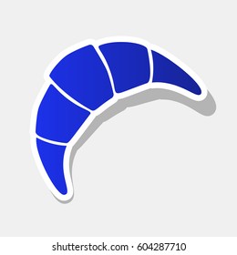 Croissant simple sign. Vector. New year bluish icon with outside stroke and gray shadow on light gray background.