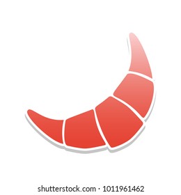 Croissant simple sign. Vector. Reddish icon with white and gray shadow on white background. Isolated.