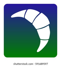 Croissant simple sign. Vector. White icon at green-blue gradient square with rounded corners on white background. Isolated.