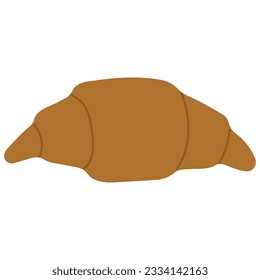 Croissant single 1 cute on a white background, vector illustration.