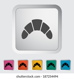 Croissant. Single flat icon on the button. Vector illustration.