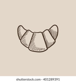 Croissant sketch icon.