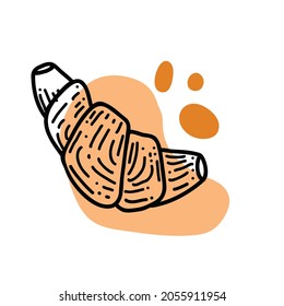 Croissant sketch icon isolated on background. Hand drawn Croissant icon. Croissant sketch icons for infographic, website or app.