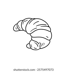 croissant sketch, simple croissant line art, vector illustration, french pastry