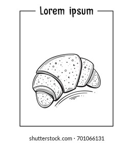 Croissant in sketch style