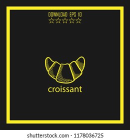 croissant sketch vector icon