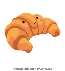 Croissant with a smile. Delicious pastries