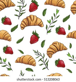 croissant strawberry fresh pattern