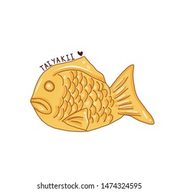Croissant Taiyaki, Japanese traditional fish shaped cake, Taiyaki. Food Illustration