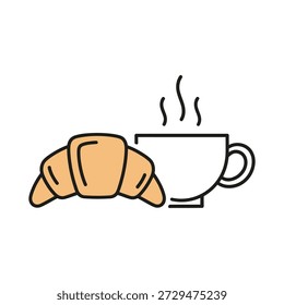 Croissant con el diseño aislado del Vector del icono de la taza de té
