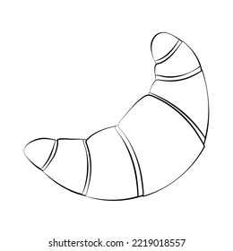 Croissant mit einer dünnen Linie. Vektorgrafik auf weißem Hintergrund.