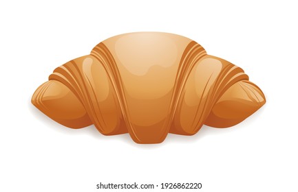 Croissant Top View Isolated On White Vector Illustration