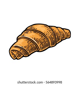 Croissant. Vector black hand drawn vintage engraving illustration for poster, label and menu bakery shop. Isolated on the white background.