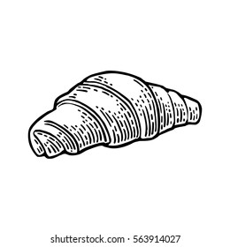 Croissant. Vector black vintage engraving illustration for poster, label and menu bakery shop. Isolated on the white background.