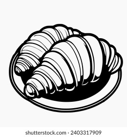 Croissant vector A delectably detailed digital graphic showcasing the flaky layers and golden hue of a classic French pastry