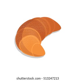 Croissant vector food isolated on white background. Fresh croissant French breakfast icon.