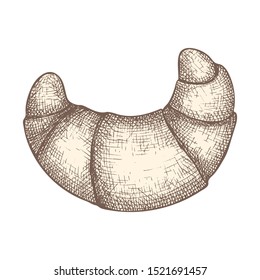 Croissant. Vector hand drawn illustration. Vintage elements for labels, flayers and packaging design.