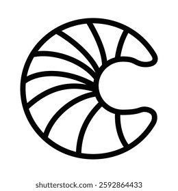 Croissant vector icon with curved pastry shape. Editable stroke.