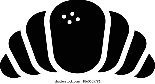 Croissant Vector Icon in Glyph Style. A croissant is a buttery, flaky, pastry of Austrian origin, but mostly associated with France. Vector illustration icon for app, web, or logo