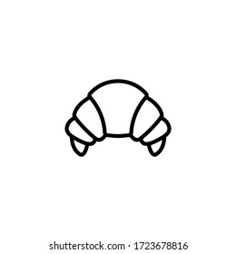 Croissant vector icon in linear, outline icon isolated on white background