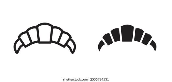 Croissant vector icon set in black color.