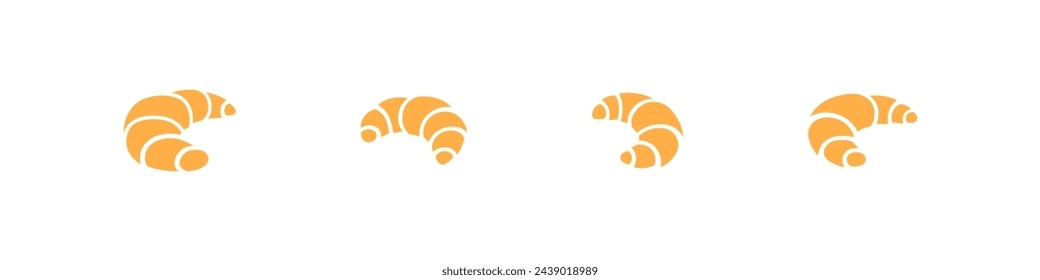 Croissant vector icon set. French traditional bakery symbol. 
