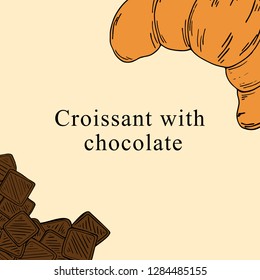Croissant vector illustration in cartoon style. Perfect for menu, card, bag design
