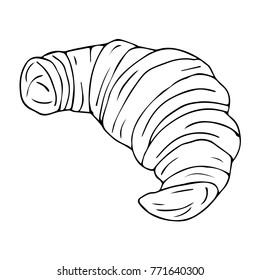 Croissant vector illustration. Doodle style. Design, print, decor, textile, paper