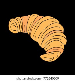 Croissant vector illustration. Doodle style. Design, print, decor, textile, paper