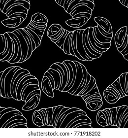 Croissant vector illustration. Doodle style. Design, print, decor, textile, paper