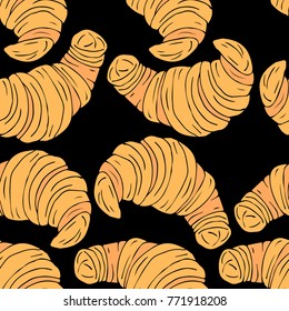 Croissant vector illustration. Doodle style. Design, print, decor, textile, paper