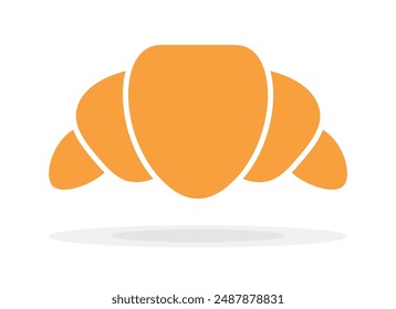 Ilustración vectorial de croissant aislado sobre fondo blanco. Croissant francés icono colorido. Diseño de icono sólido de comida plana. Icono para infografía, etiqueta de embalaje, Sitio web de App de alimentos y bistro.