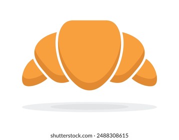 Croissant vector illustration isolated on white background. French Croissant colorful icon. Flat food solid icon design. Icon for infographic, packaging label, food app website and bistro.