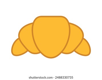 Croissant vector illustration isolated on white background. French Croissant colorful icon. Flat food solid icon design. Icon for infographic, packaging label, food app website and bistro.